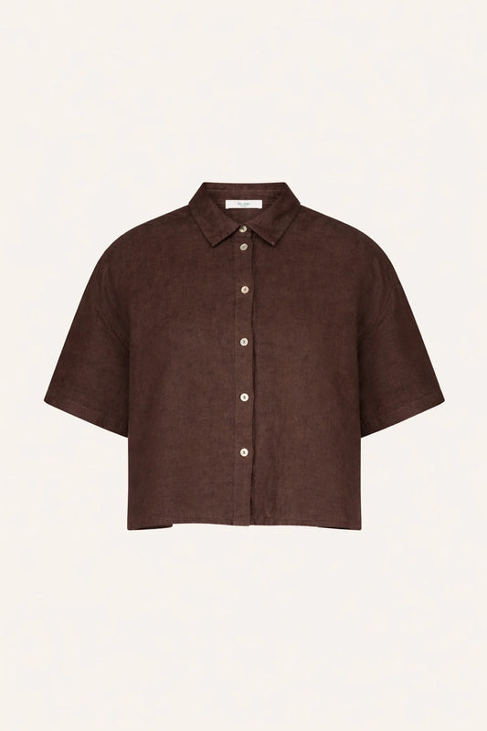 MARA LINEN BLOUSE - Espresso