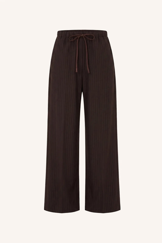 PELLE TROUSERS - Brown Pinstripe