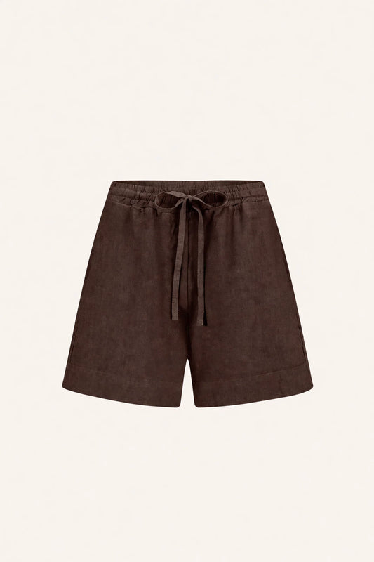 LIO LINEN SHORTS - Espresso