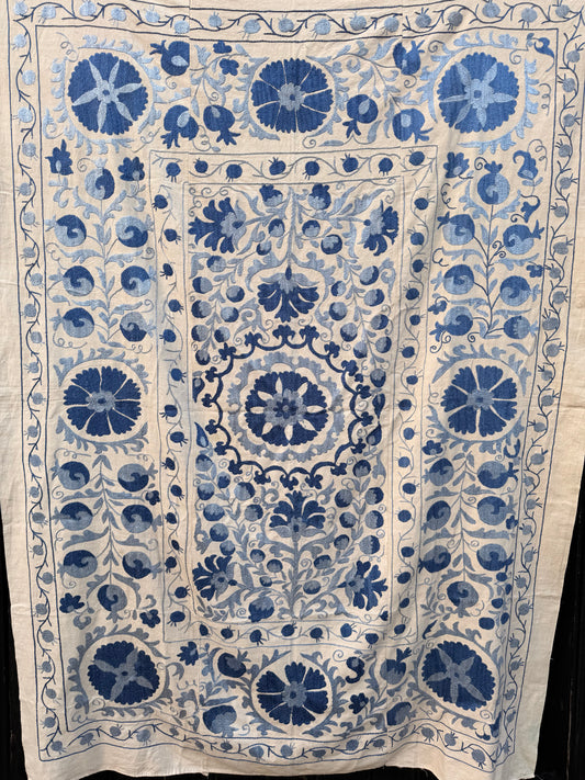 HAND EMBROIDERED SUZANI - Blue Floral