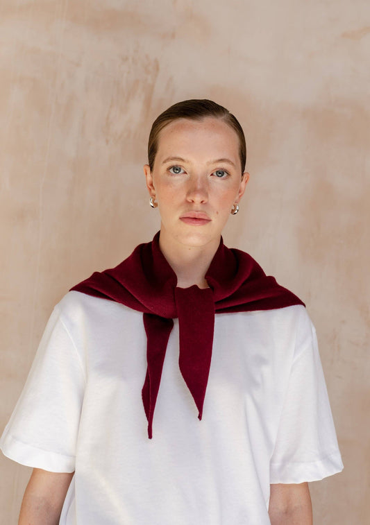 Merino Wool Triangle Scarf in Burgundy