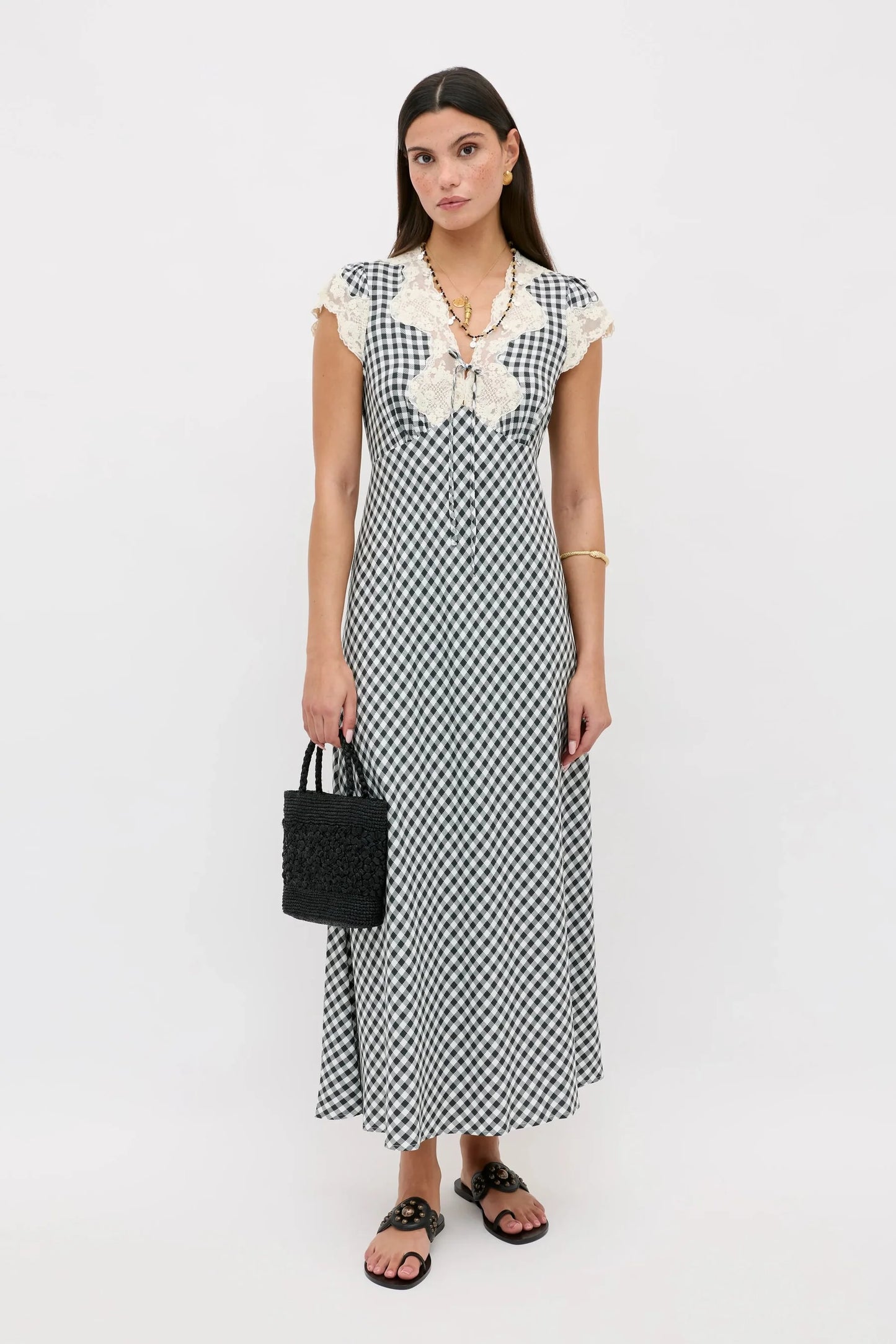 AMARI DRESS - Beth Check Black