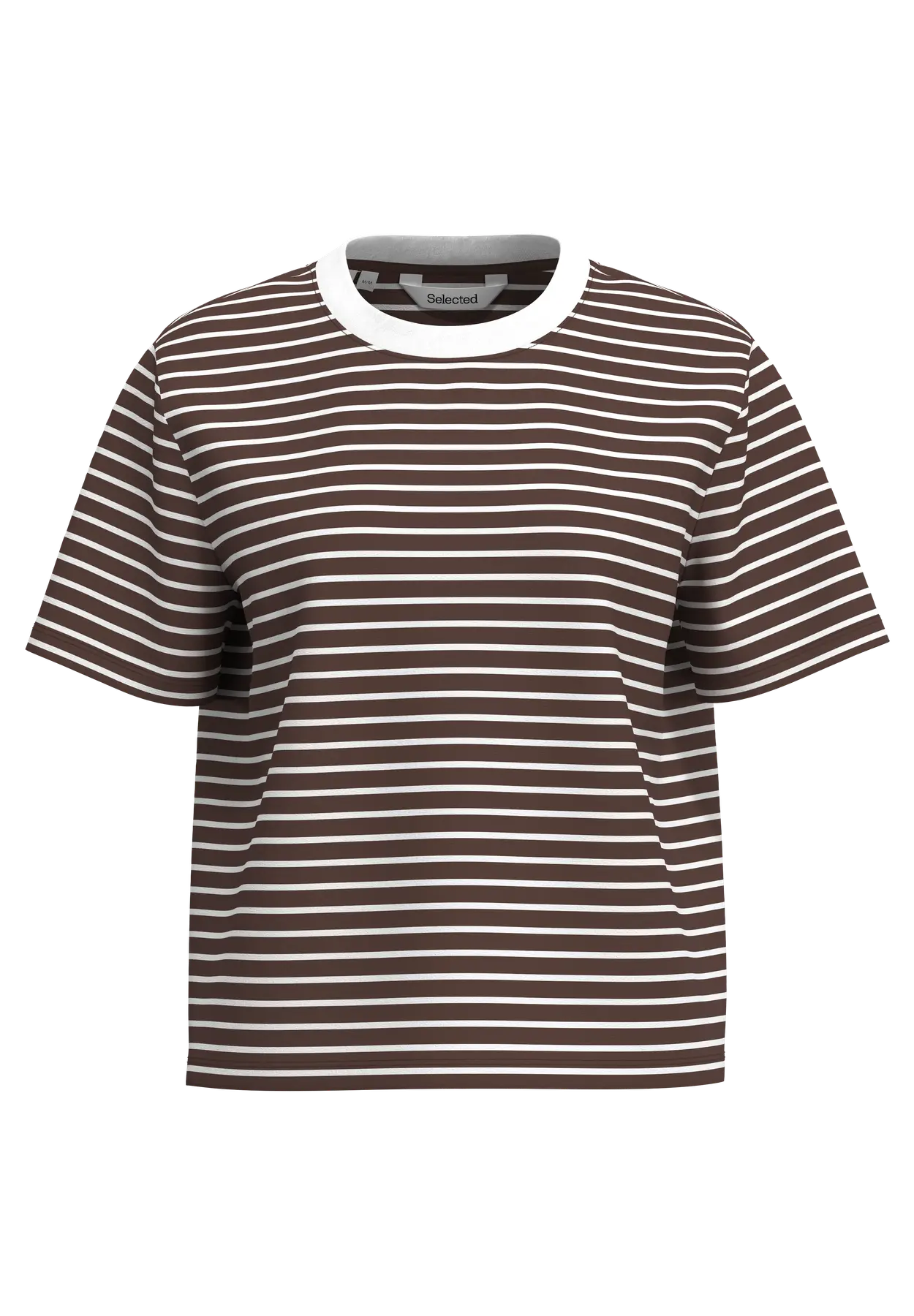 STRIPED BOXY TEE - Brown Stripe