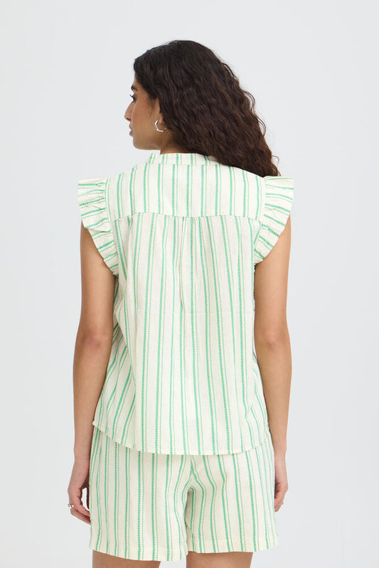 GREEN STRIPE COTTON TOP