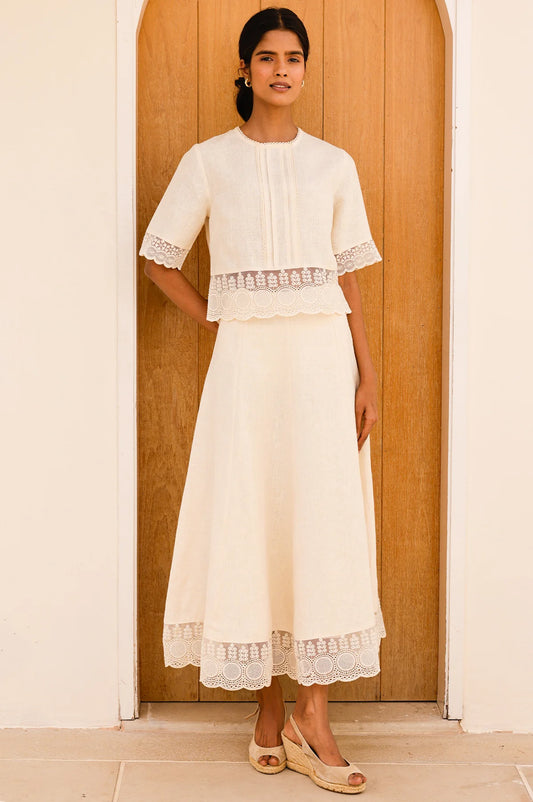 LINEN LACE TOP – Butter Milk Cream