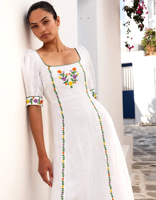 SIERRA DRESS - Vintage Daisy Embroidery
