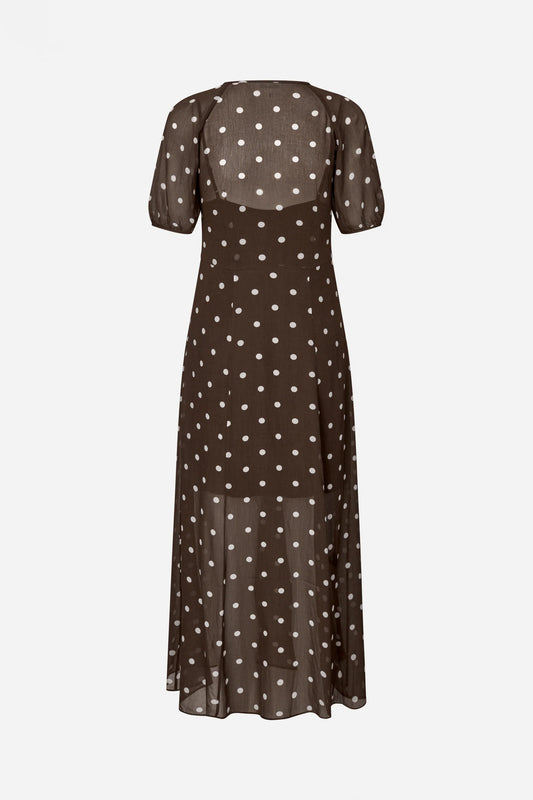 ALARA DRESS - Brown Polka Dot