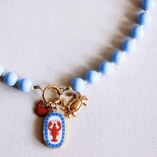 Bazou Light Blue Charm Beaded Necklace