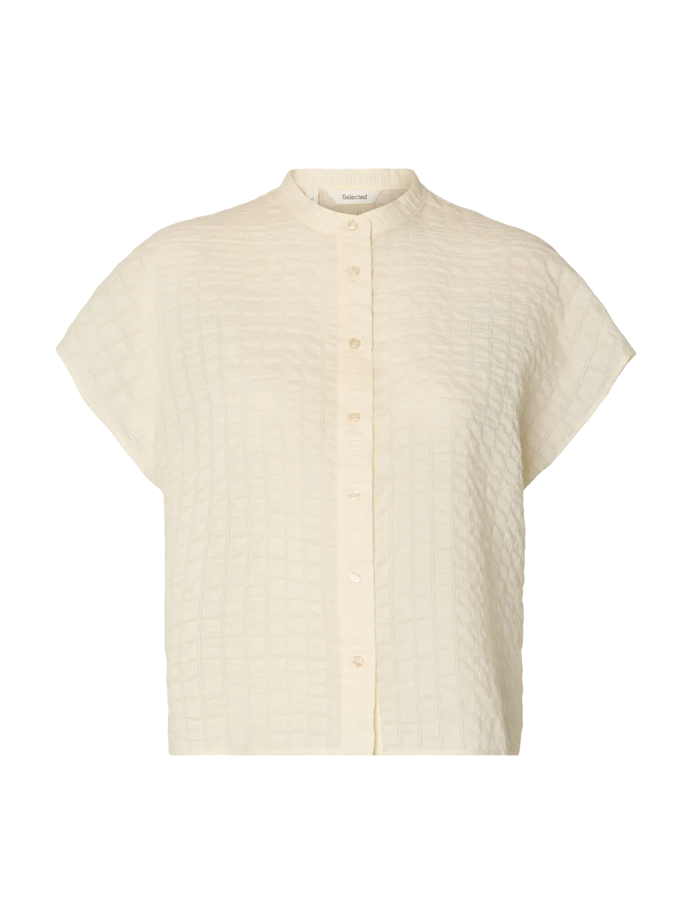 OVERSIZED SLEEVELESS CHECKED SHIRT - Cream