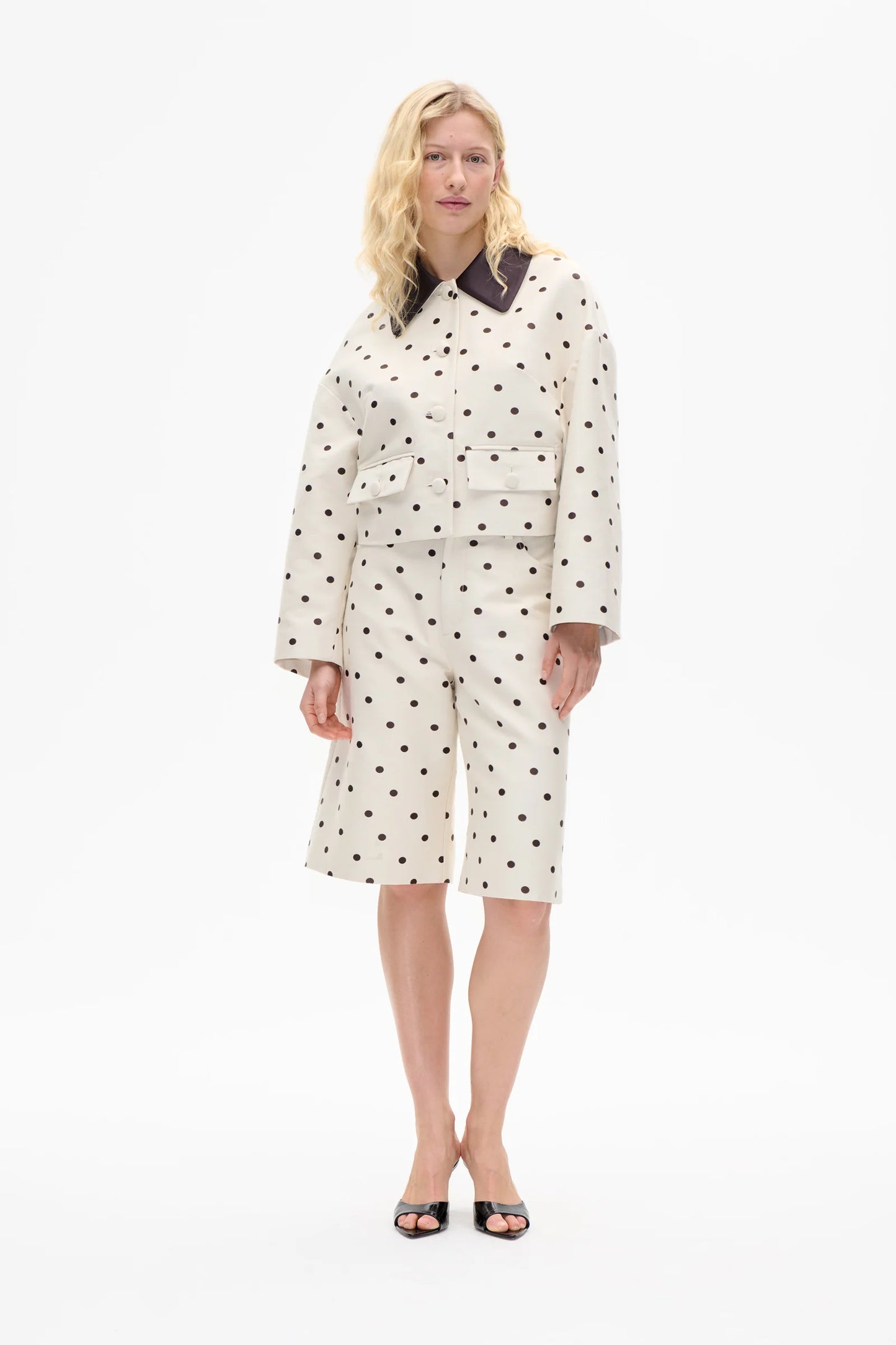 BEBETH JACKET - Egret Creme Dot