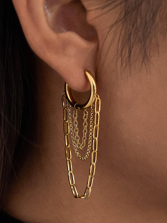 Vianne 18K Gold Non-Tarnish Multi Chain Drop Earrings