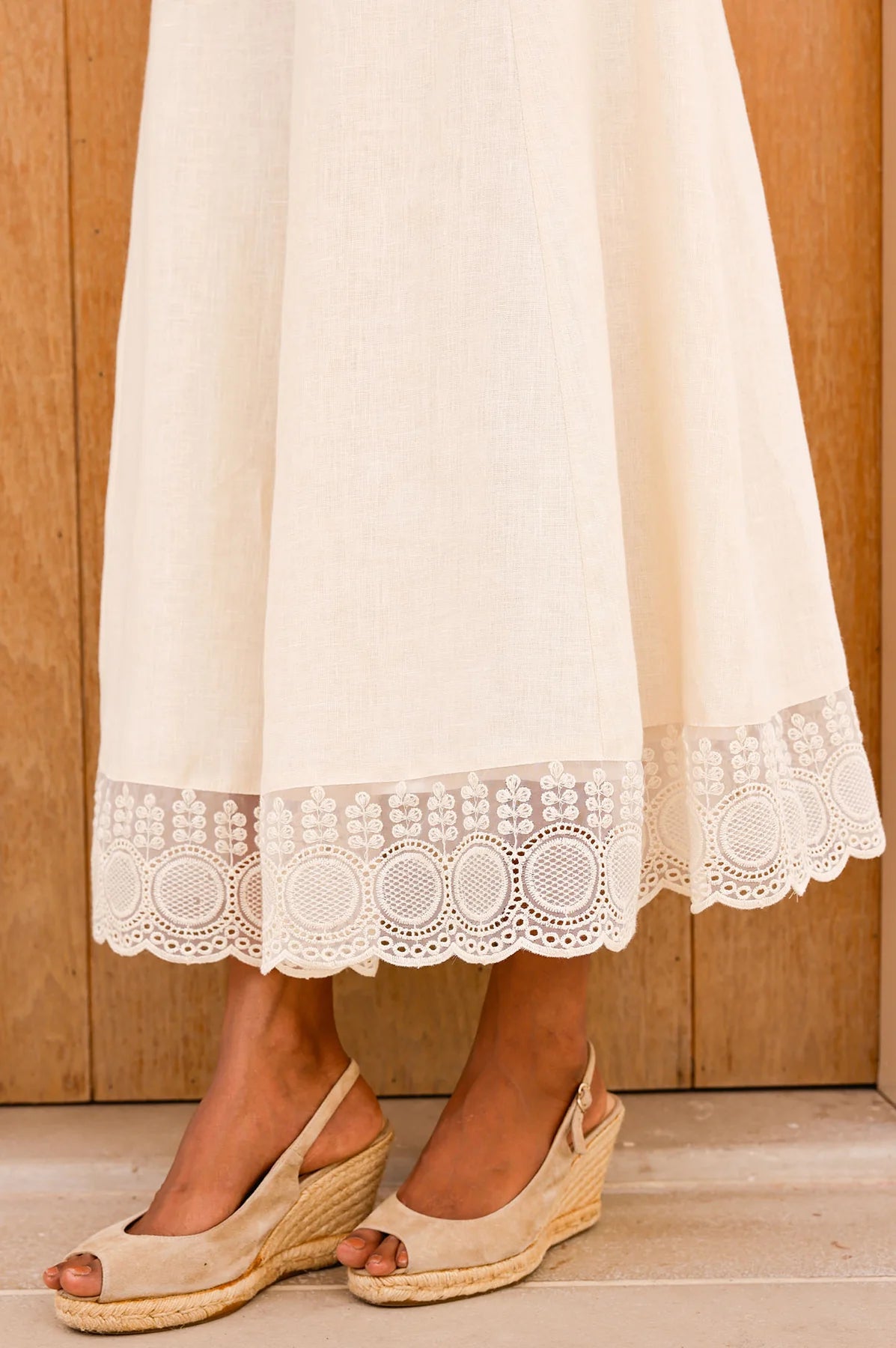 LINEN LACE MIDI SKIRT – Butter Milk Cream