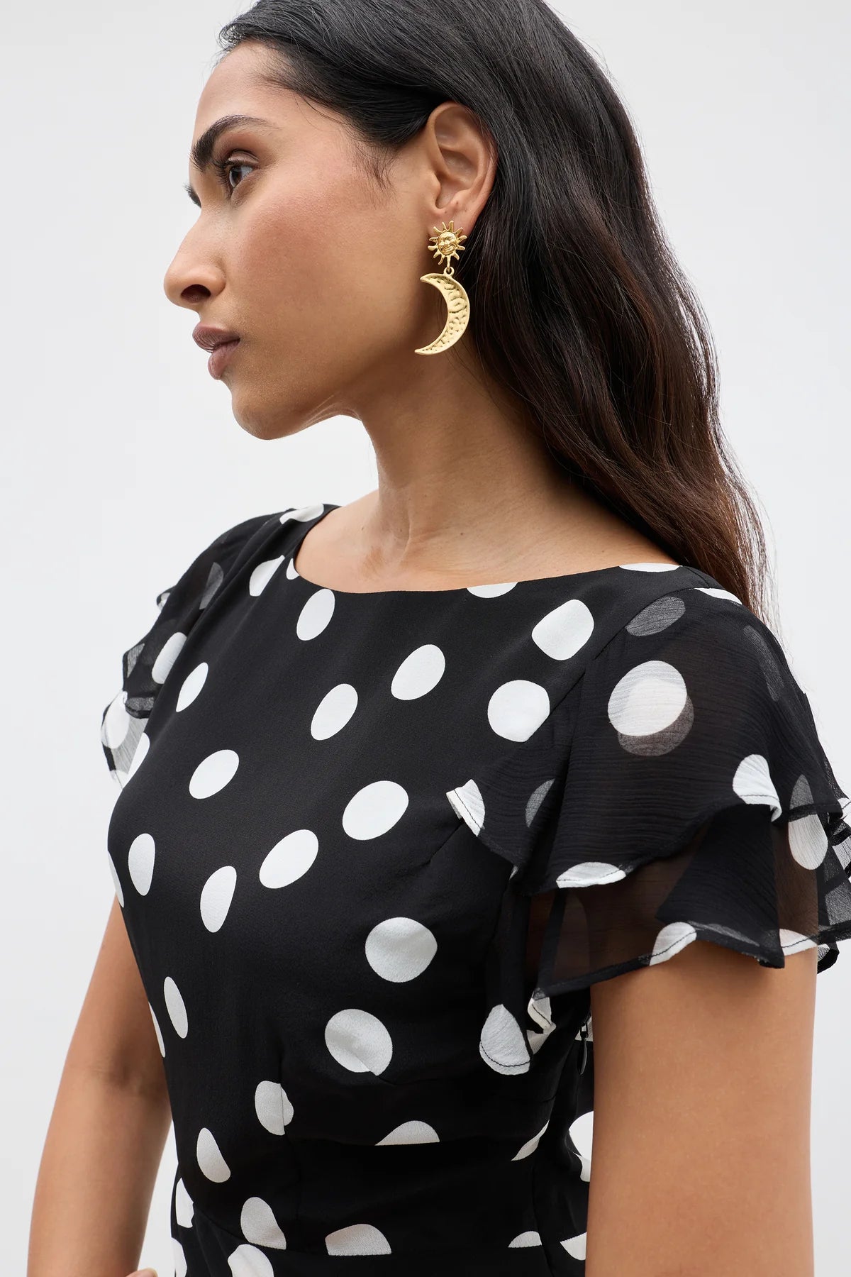 RIXO DAVIES GOLD PLATED EARRINGS - Sun & Moon
