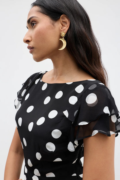 RIXO DAVIES GOLD PLATED EARRINGS - Sun & Moon