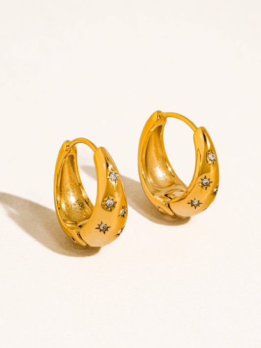Solira 18K Gold Non-Tarnish Star Hoop Earring