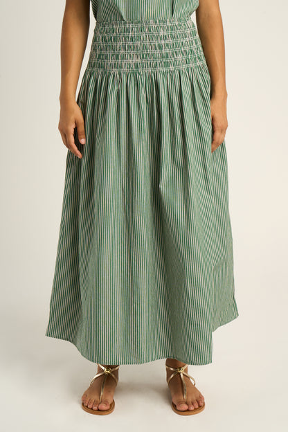 ANNIE RAYE SKIRT - Green Stripe