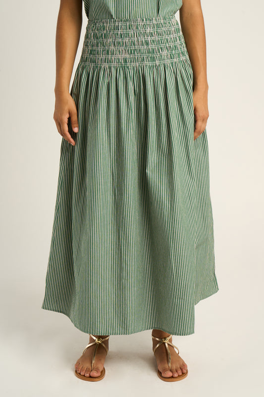ANNIE RAYE SKIRT - Green Stripe