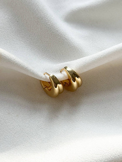 18k Gold Double Chunky Hoop