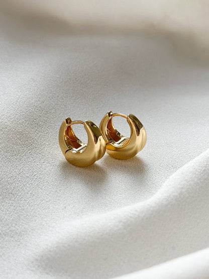 18k Gold Double Chunky Hoop