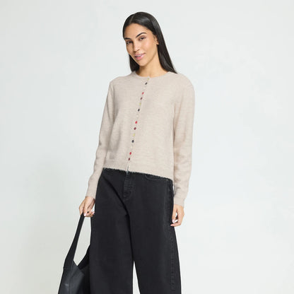 Multicoloured button cardigan - Birch Melange