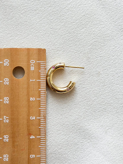 18k Gold Plated Rainbow Star CZ Hoop Earrings
