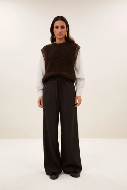 PELLE TROUSERS - Brown Pinstripe
