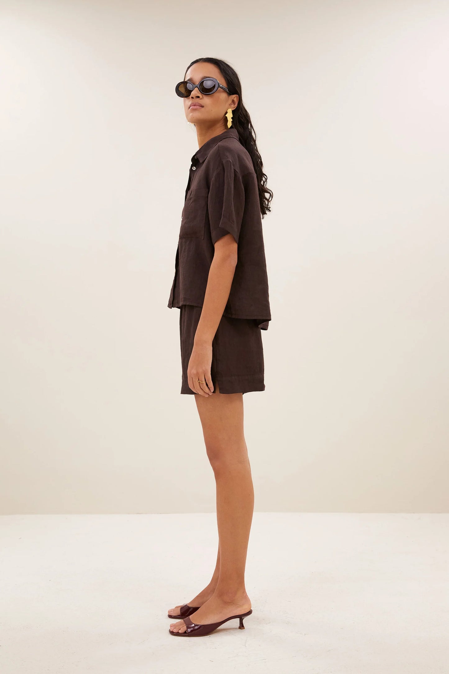 MARA LINEN BLOUSE - Espresso