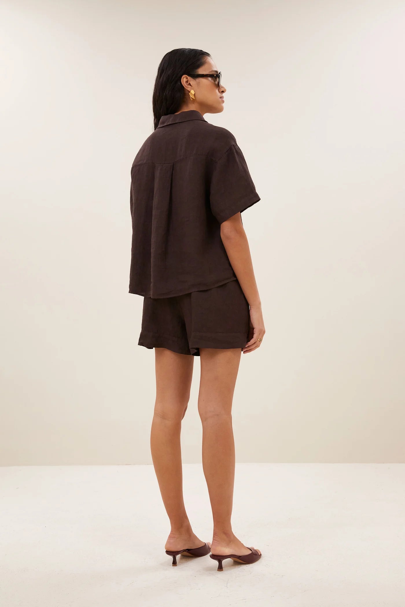 MARA LINEN BLOUSE - Espresso
