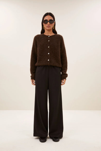 FALON ALPACA BLEND CARDIGAN - Deep Brown