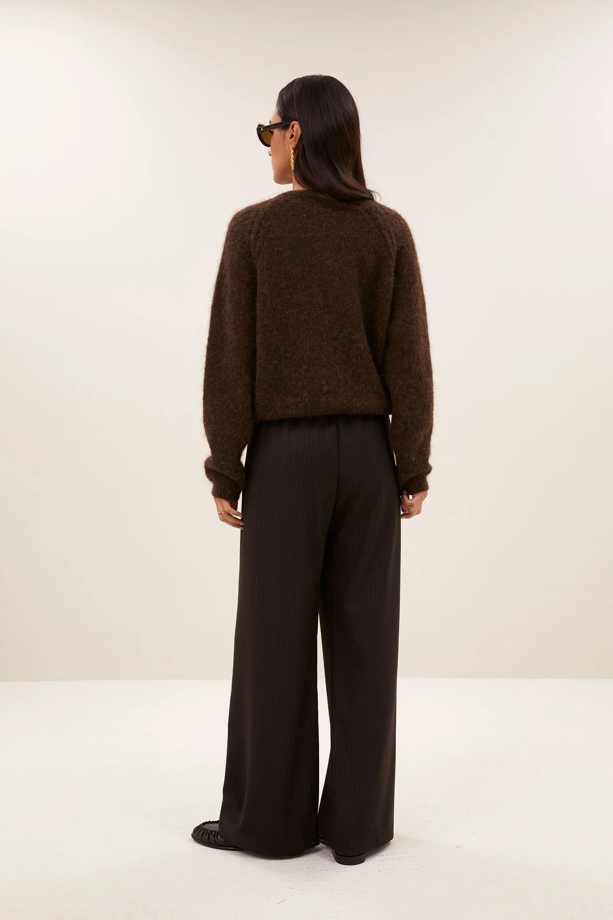 FALON ALPACA BLEND CARDIGAN - Deep Brown