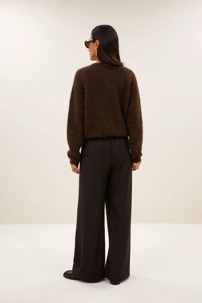 FALON ALPACA BLEND CARDIGAN - Deep Brown