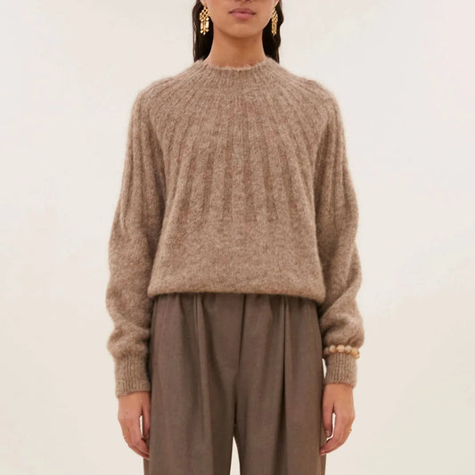 ZOE ALPACA BLEND JUMPER - Biscuit Melee