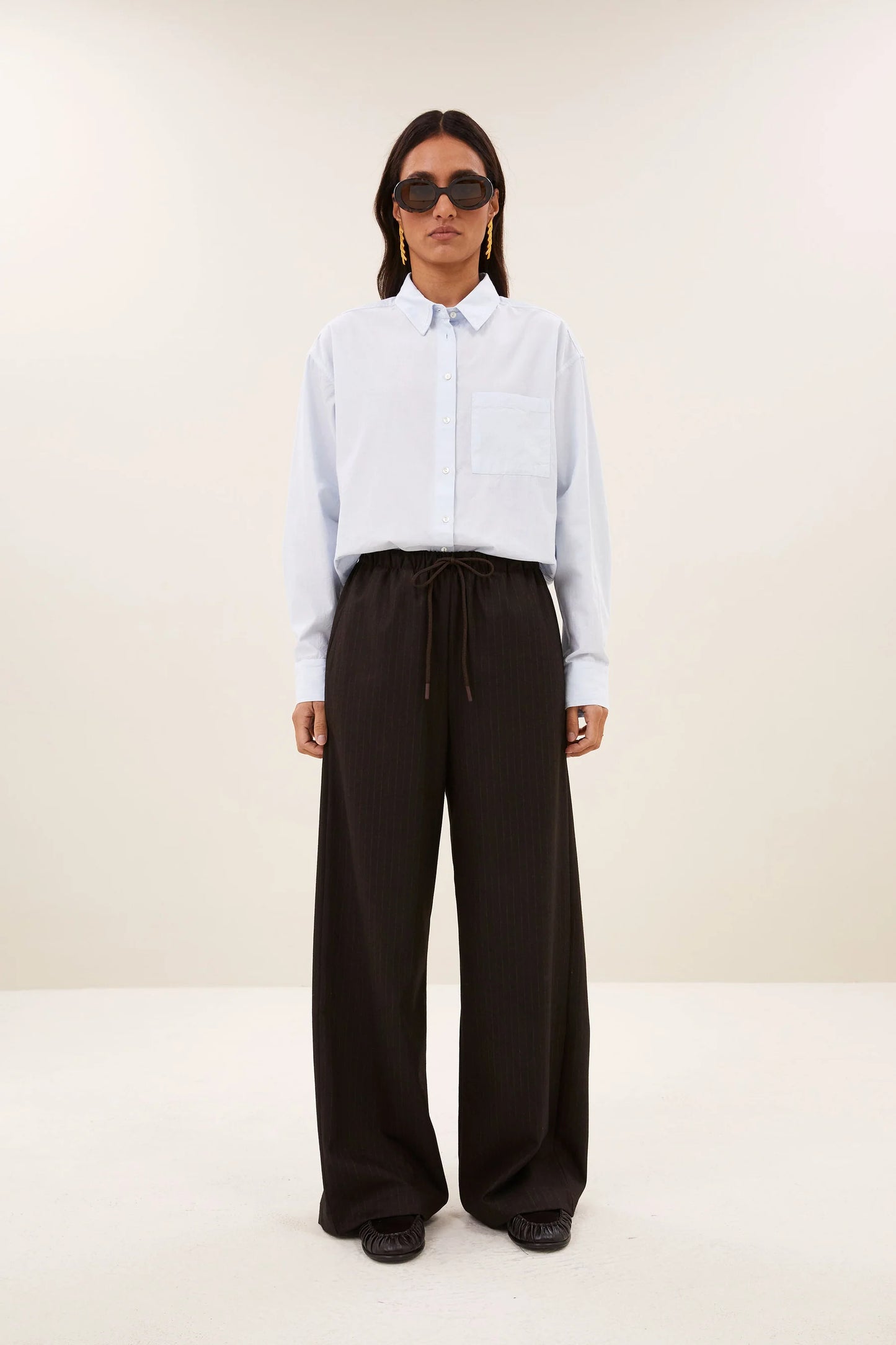 PELLE TROUSERS - Brown Pinstripe
