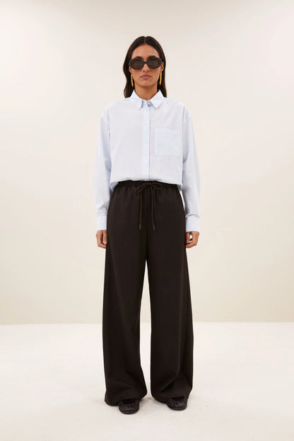 PELLE TROUSERS - Brown Pinstripe
