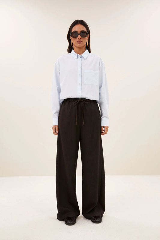 PELLE TROUSERS - Brown Pinstripe
