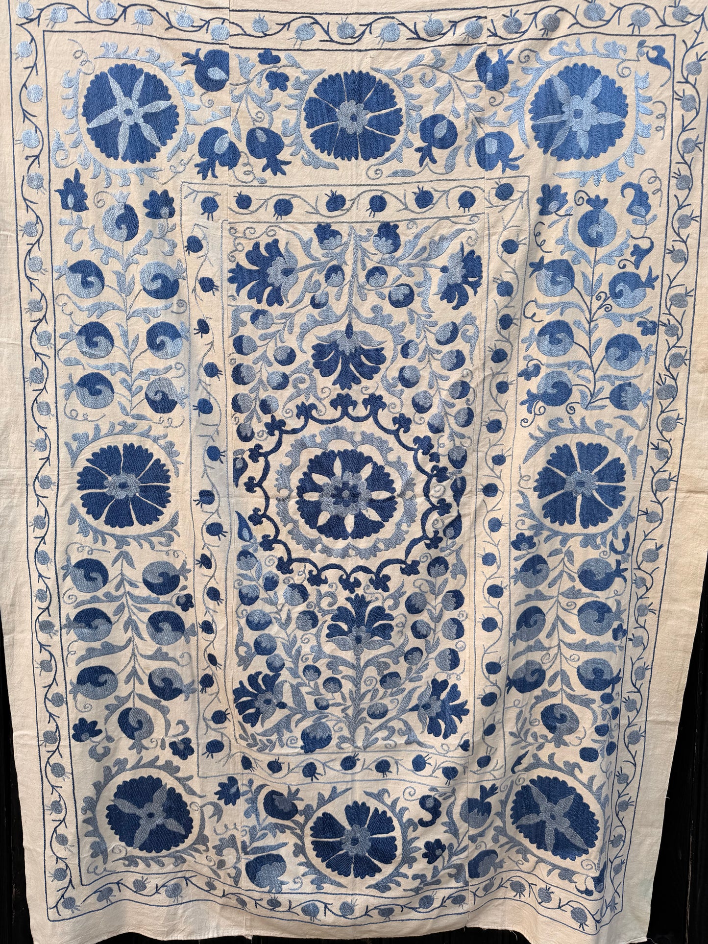 HAND EMBROIDERED SUZANI - Blue Floral