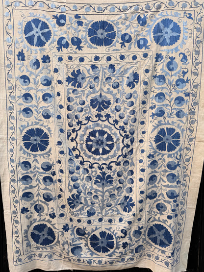 HAND EMBROIDERED SUZANI - Blue Floral