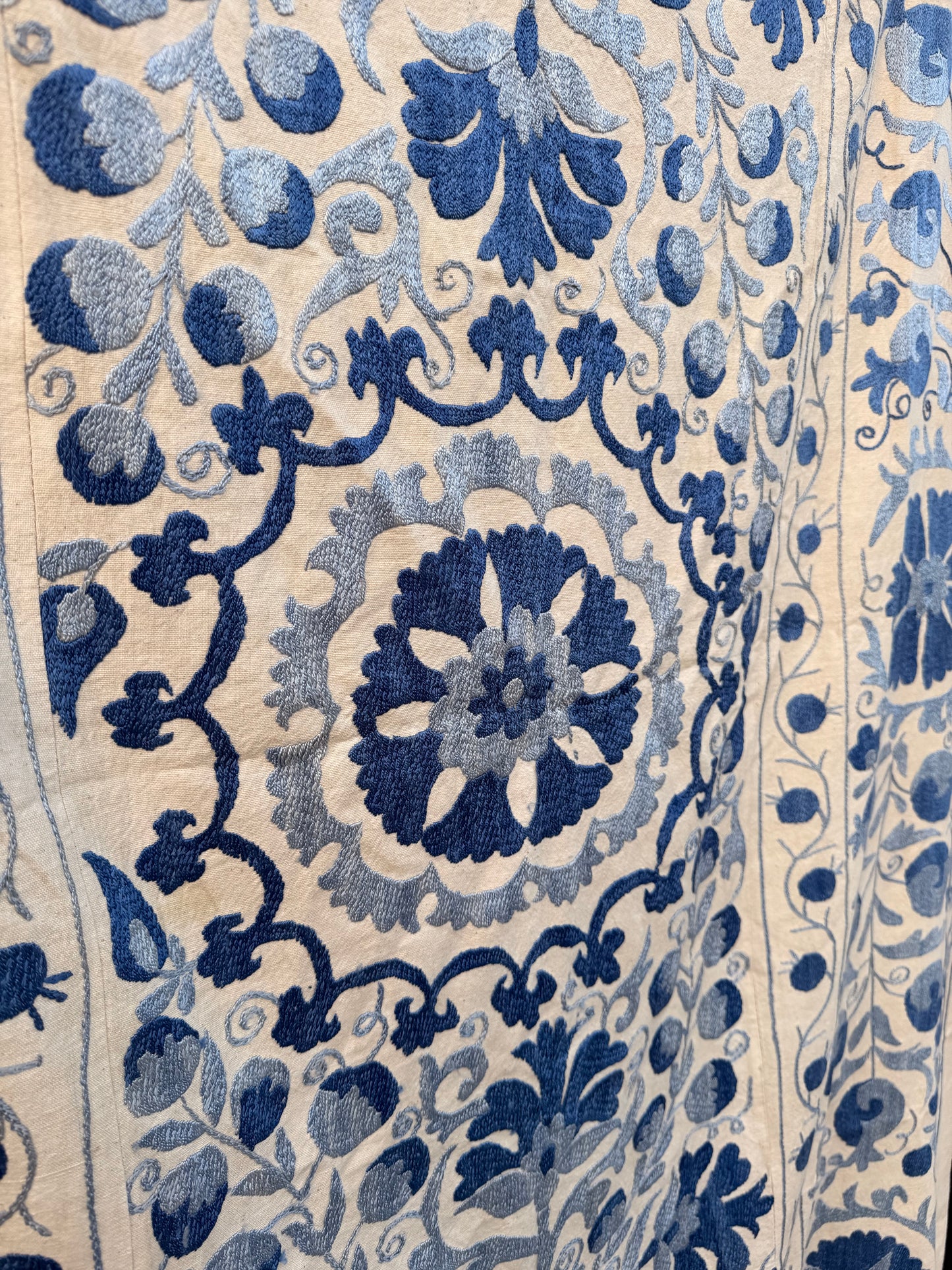 HAND EMBROIDERED SUZANI - Blue Floral