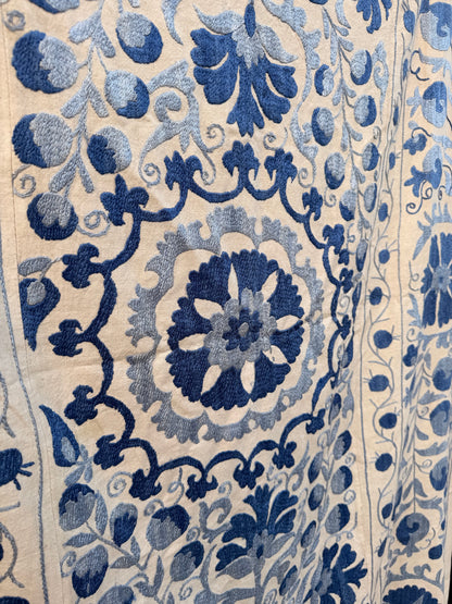 HAND EMBROIDERED SUZANI - Blue Floral