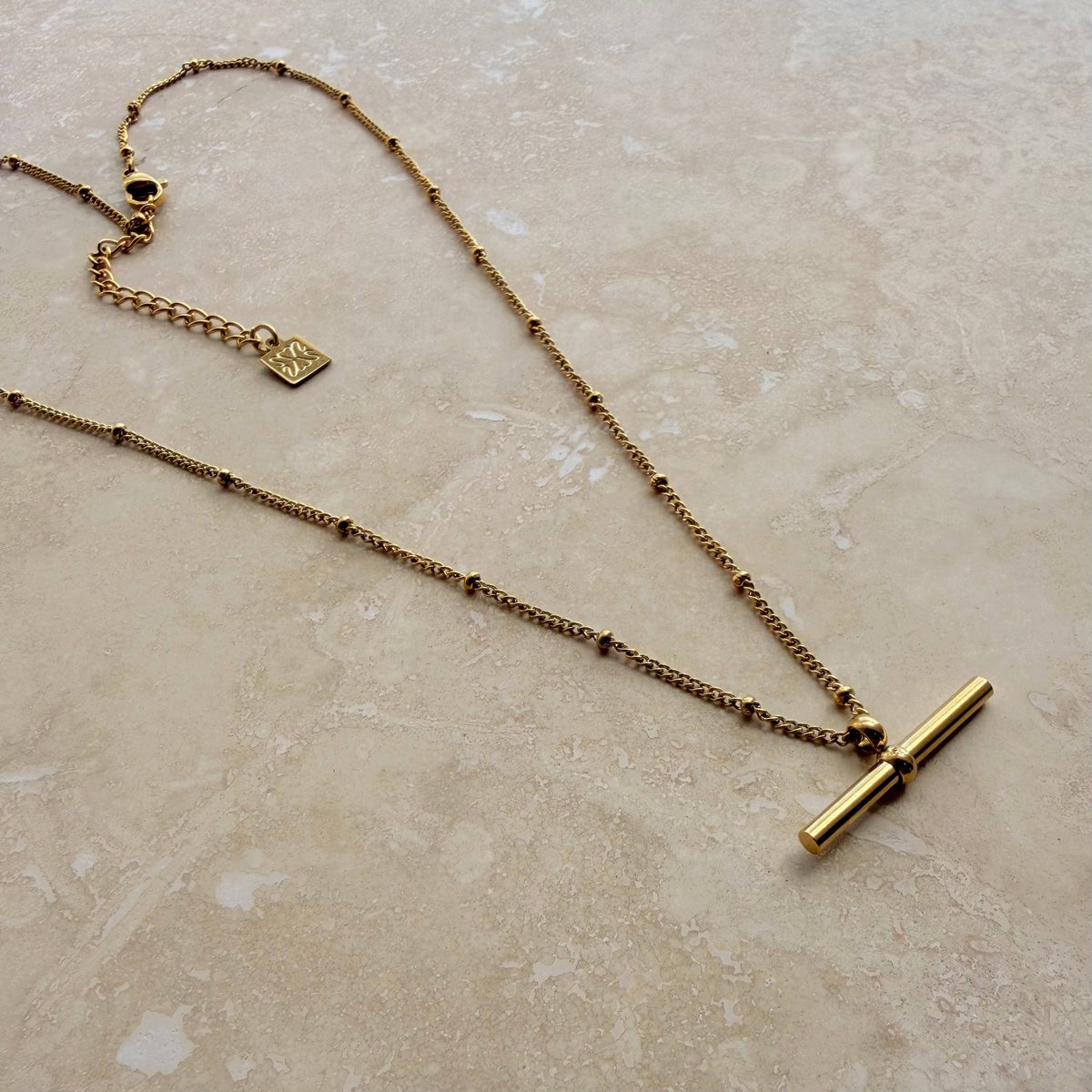 Everyday Gold Bar Necklace on Ball Chain