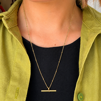 Everyday Gold Bar Necklace on Ball Chain