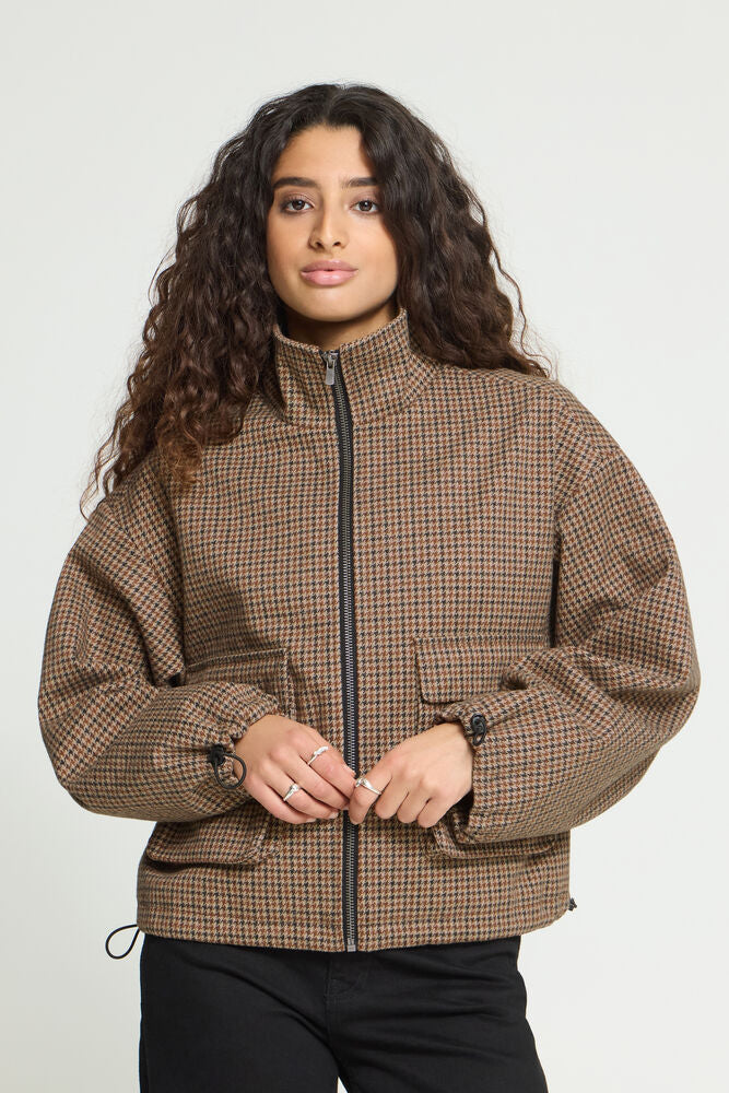 CHECK FUNNEL NECK JACKET