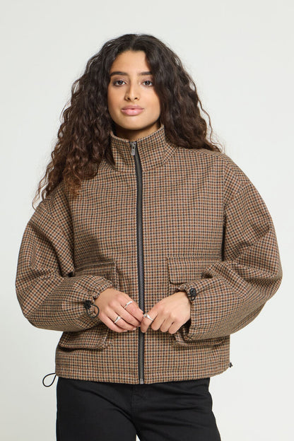 CHECK FUNNEL NECK JACKET