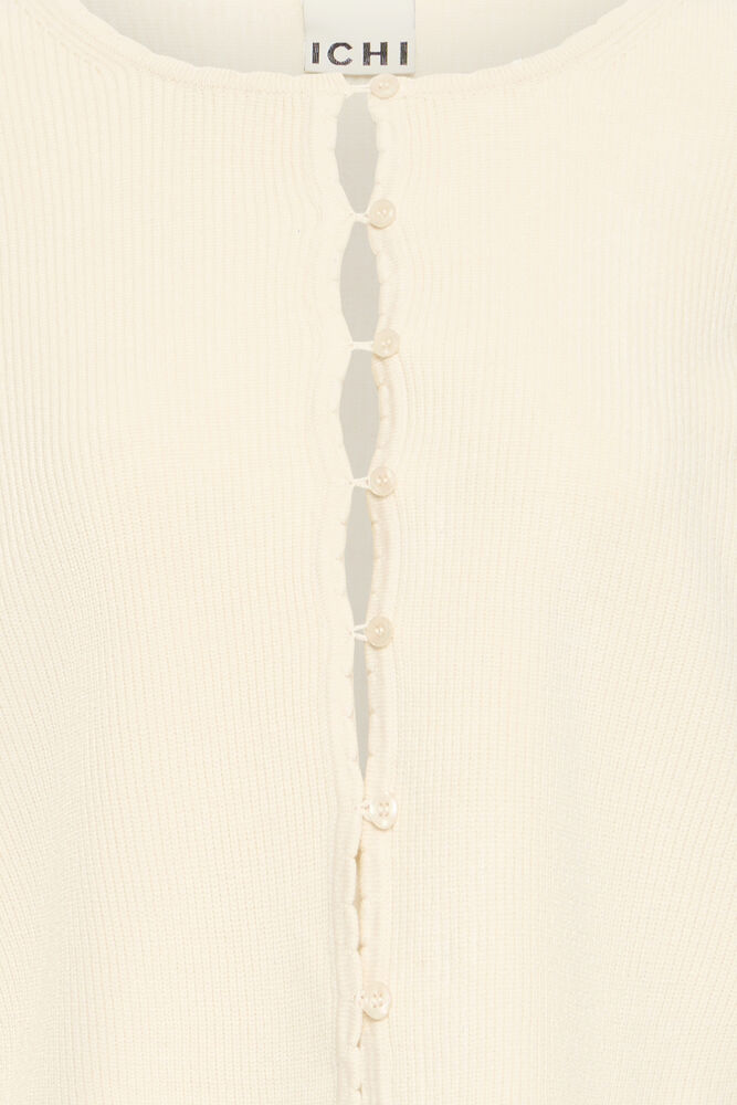 ICHI RIBBED CARDIGAN - Cream knit