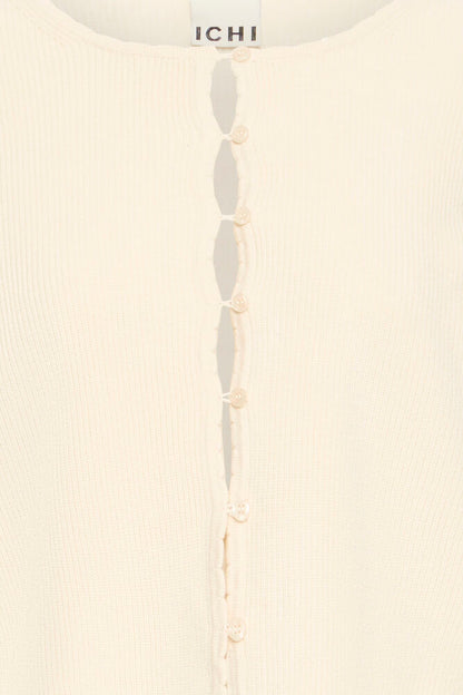 ICHI RIBBED CARDIGAN - Cream knit