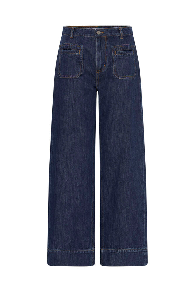 WIDE LEG JEANS WITH PATCH POCKETS - Authentic Denim Blue