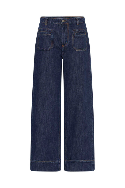 WIDE LEG JEANS WITH PATCH POCKETS - Authentic Denim Blue