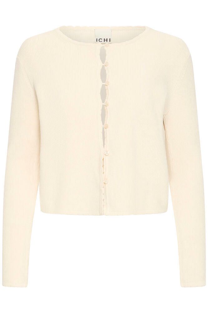 ICHI RIBBED CARDIGAN - Cream knit