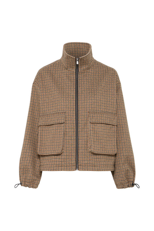CHECK FUNNEL NECK JACKET