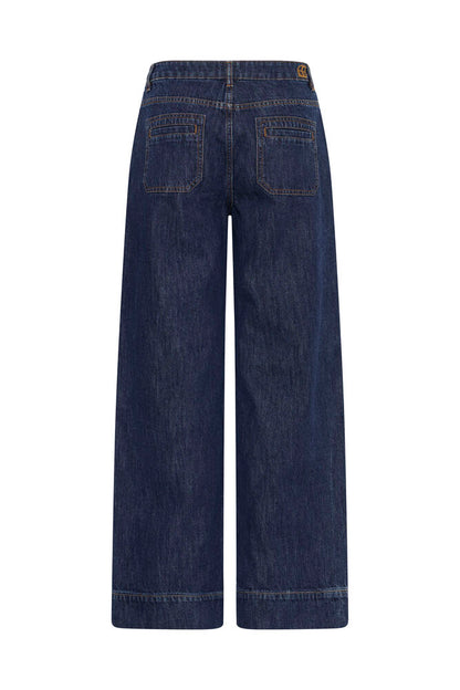 WIDE LEG JEANS WITH PATCH POCKETS - Authentic Denim Blue